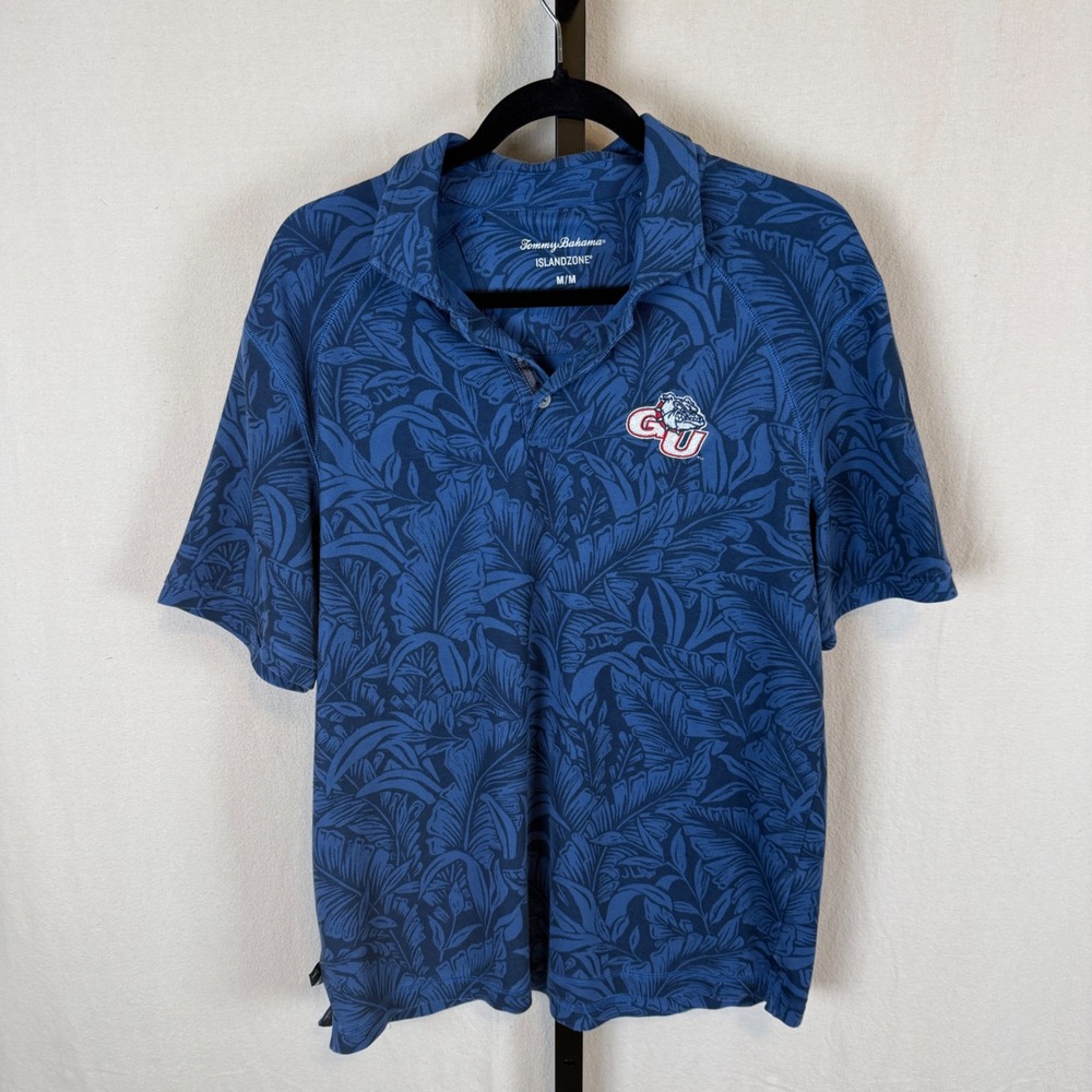 Tommy Bahama Gonzaga Bulldogs IslandZone Polo Shirt Blue Tropical Mens Medium